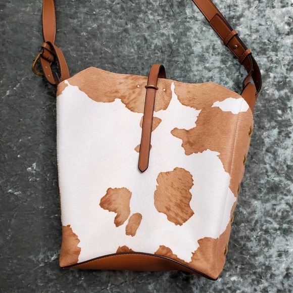 Tory Burch Rowan Genuine Calf Hair Bucket Bag - Picture 2 of 16